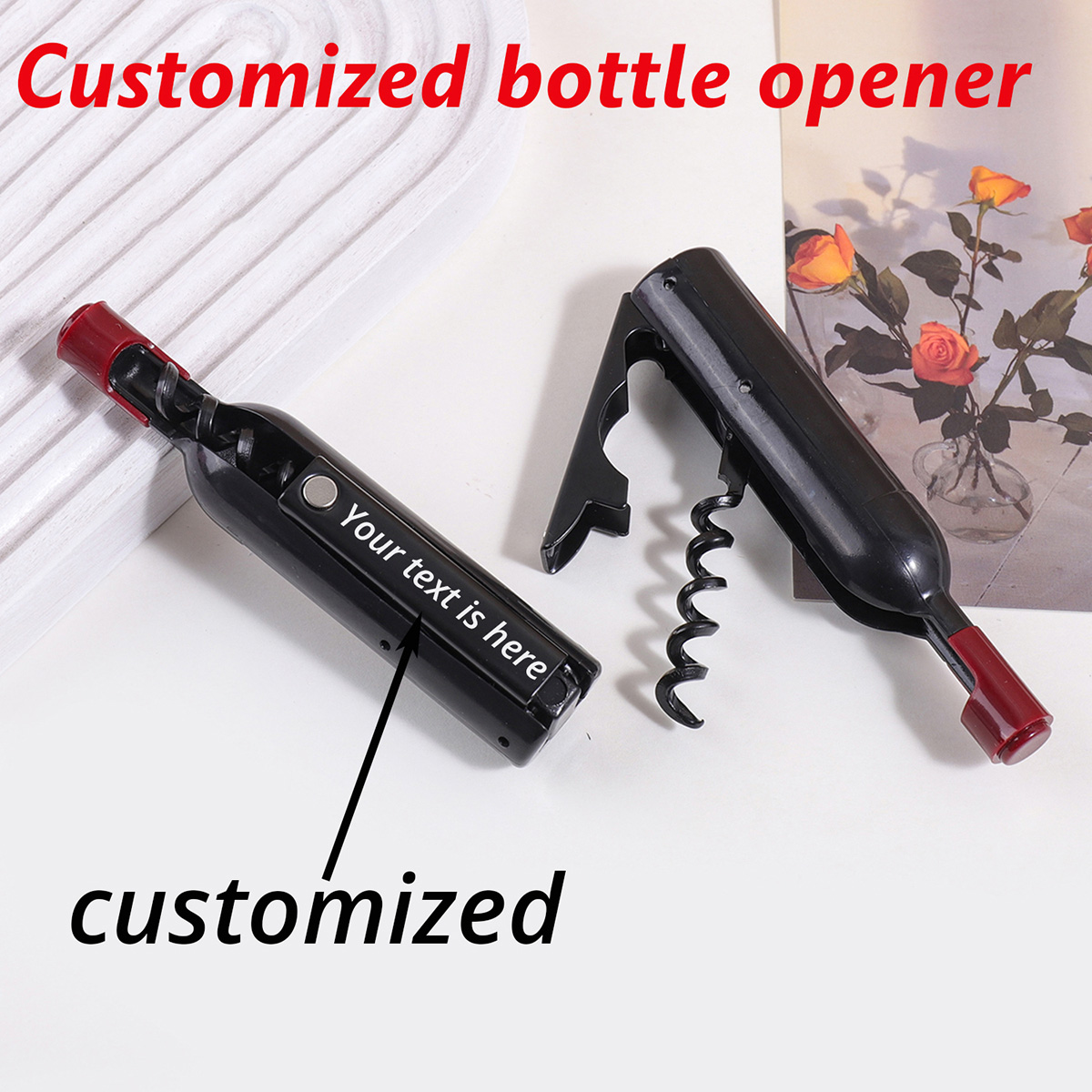 Wine Beer Name - Custom Text Wine Opener Personalized Name