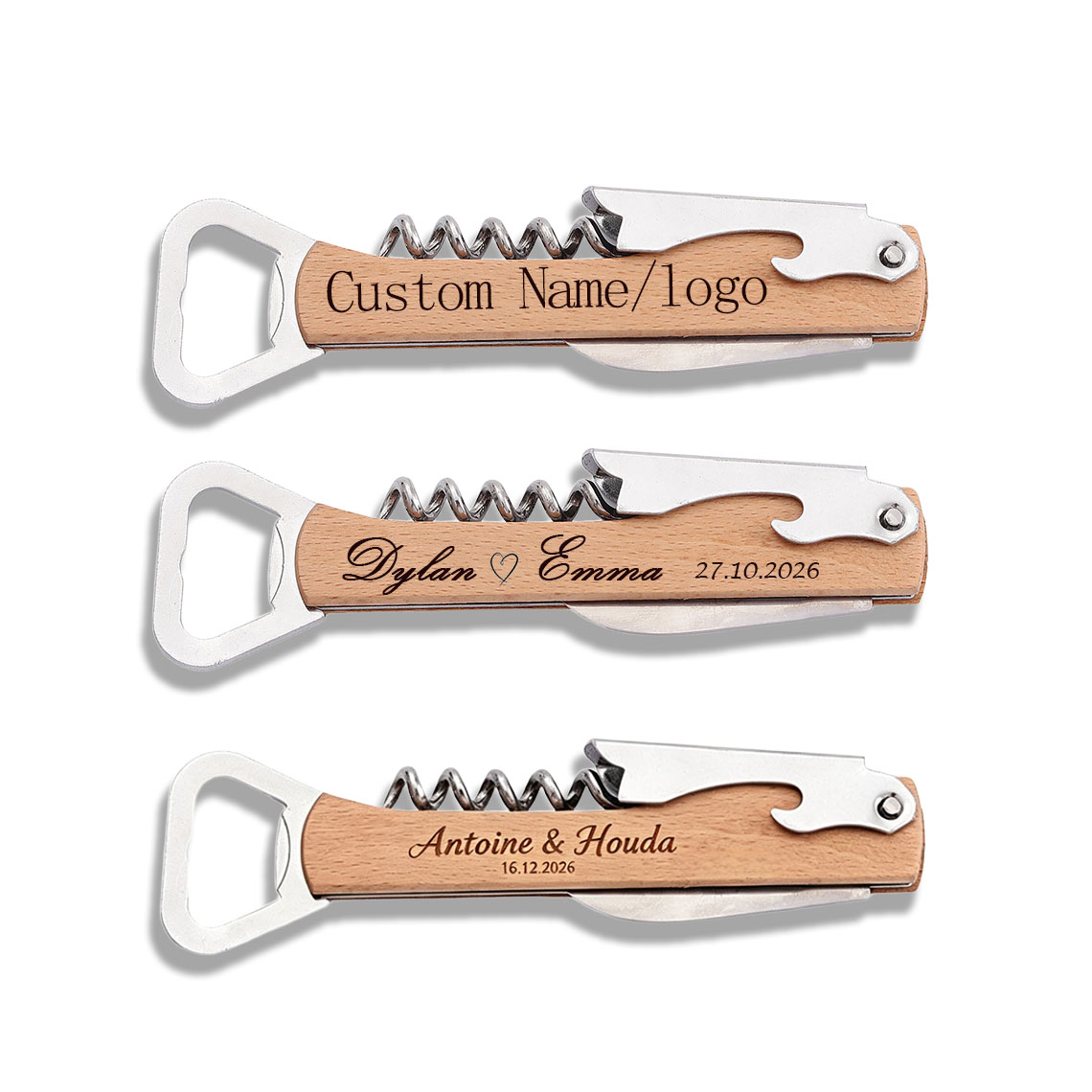 Wine Beer Name - 20pcs Personalized Engraved Wood Bottle Opener,