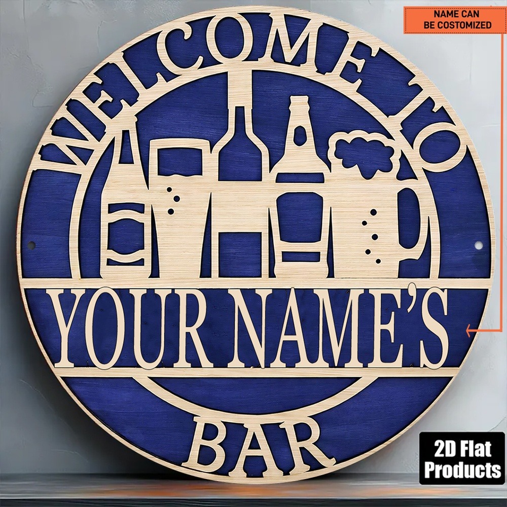 Wine Beer Name - [2D Flat] 1pc Custom Name Hollow