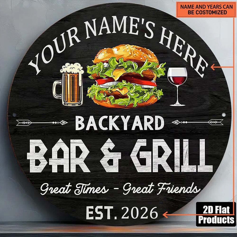 Wine Beer Name - [2D Flat] 1pc Custom Name Round