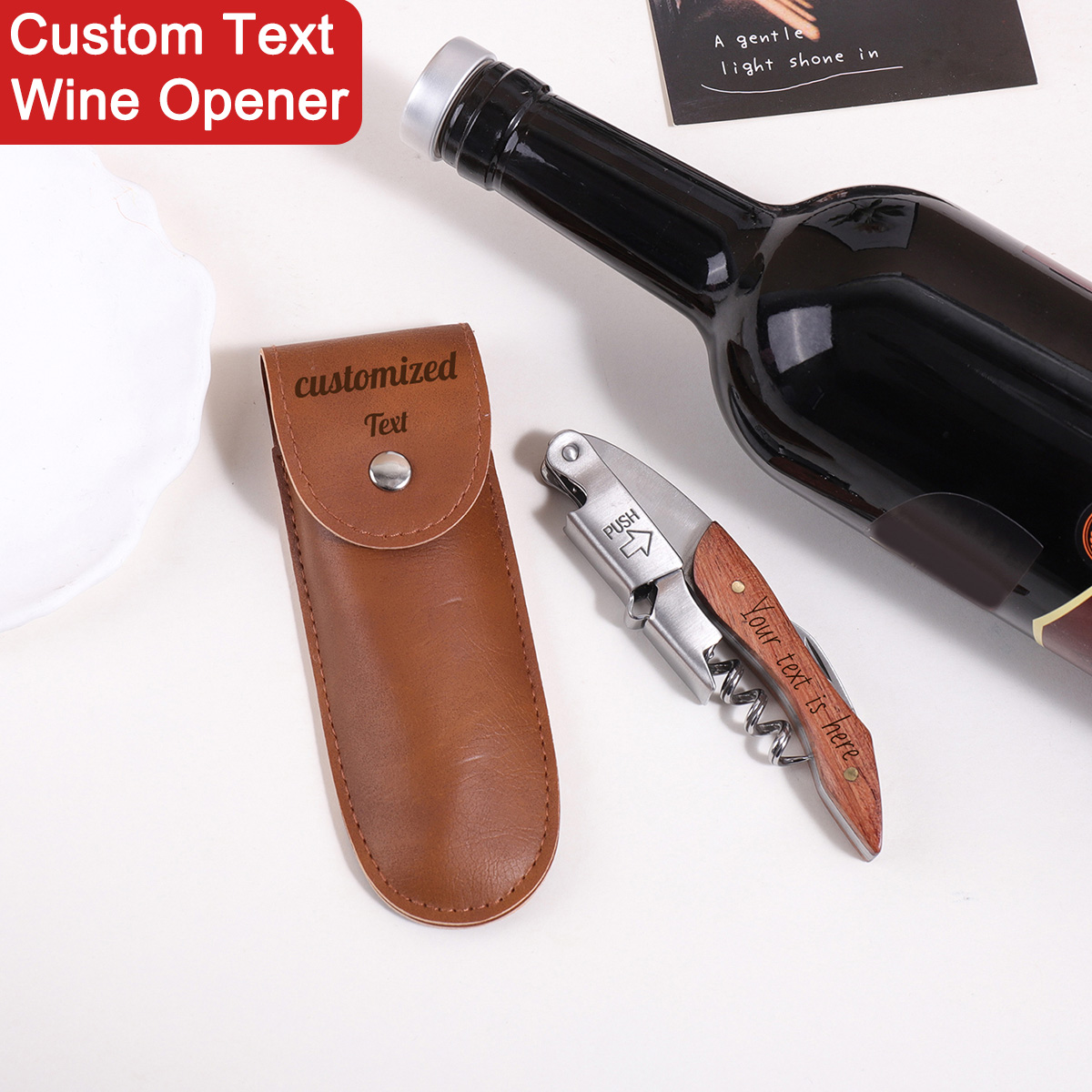 Wine Beer Name - Wooden Handle Custom Text Wine Opener