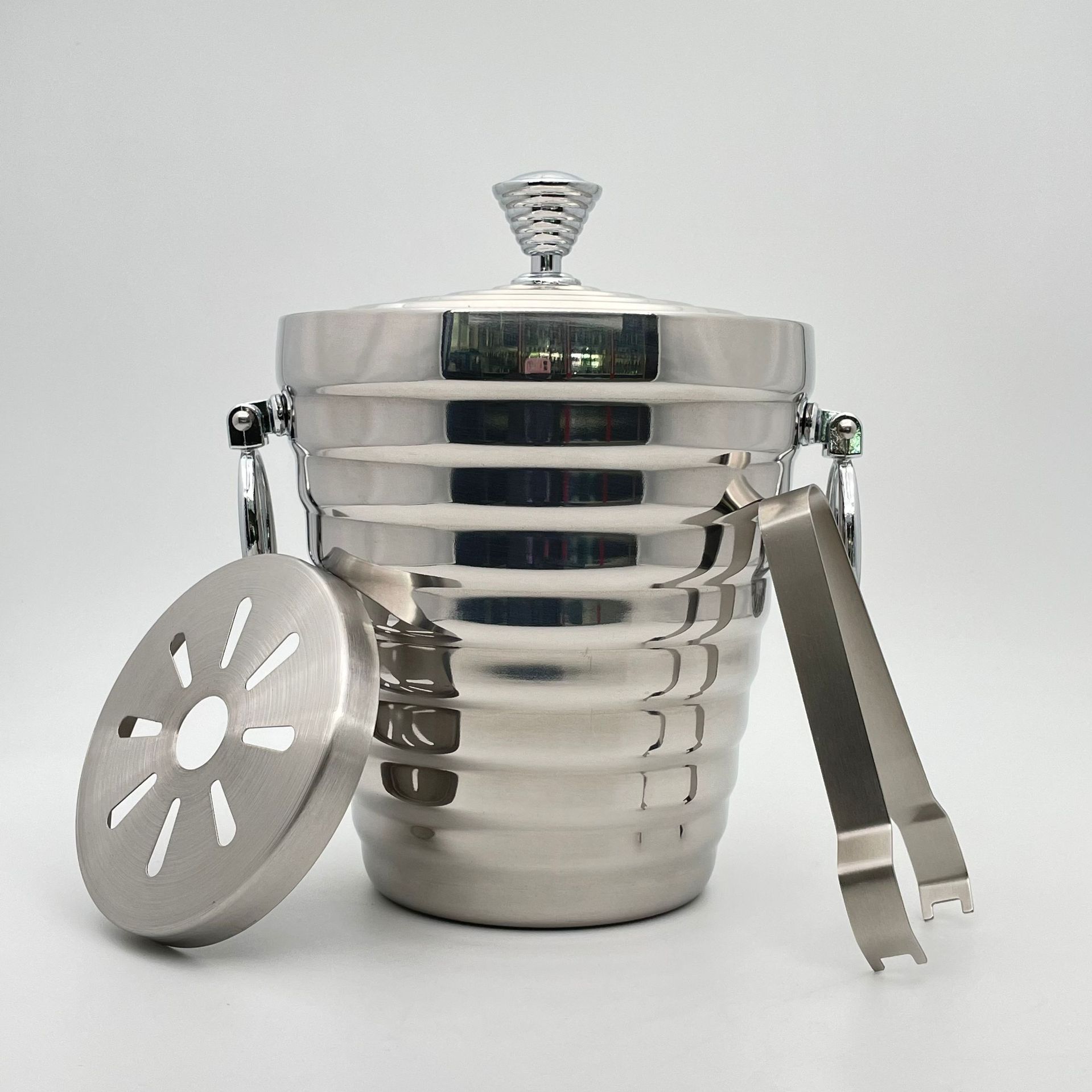 Ice Bucket Silver - Stainless Steel Double Ice Bucket Ice