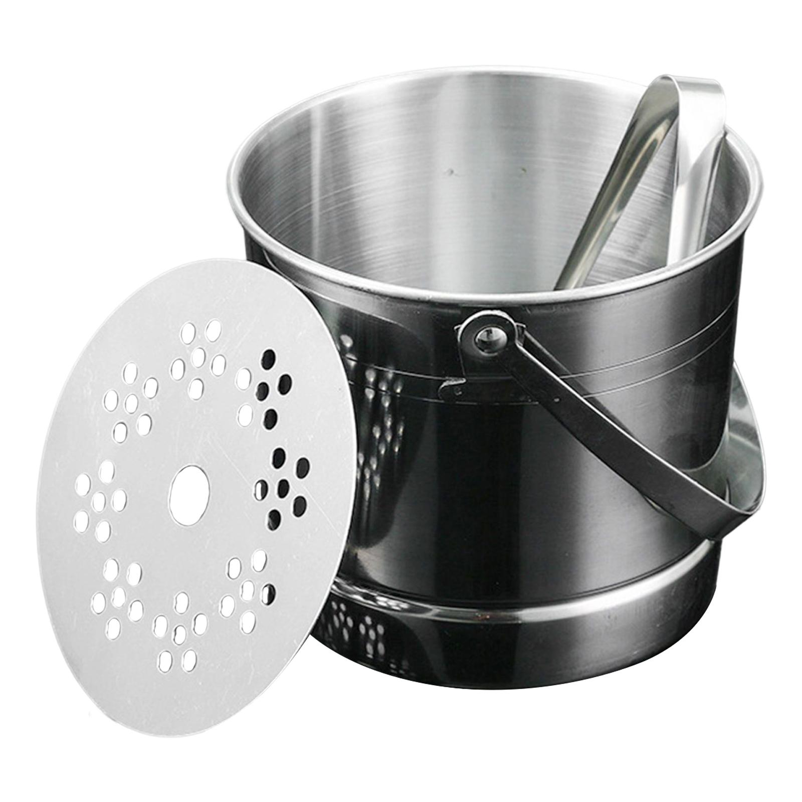 Ice Bucket Silver - 1L Stainless Steel Ice Bucket with