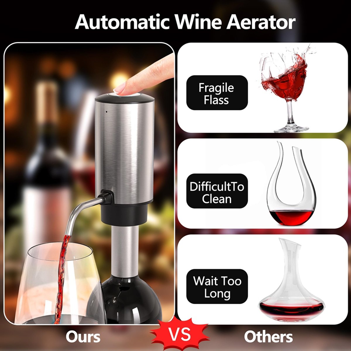 ETRT Electric Wine Aerator Win - đánh giá và giá Decanter Aerator Set