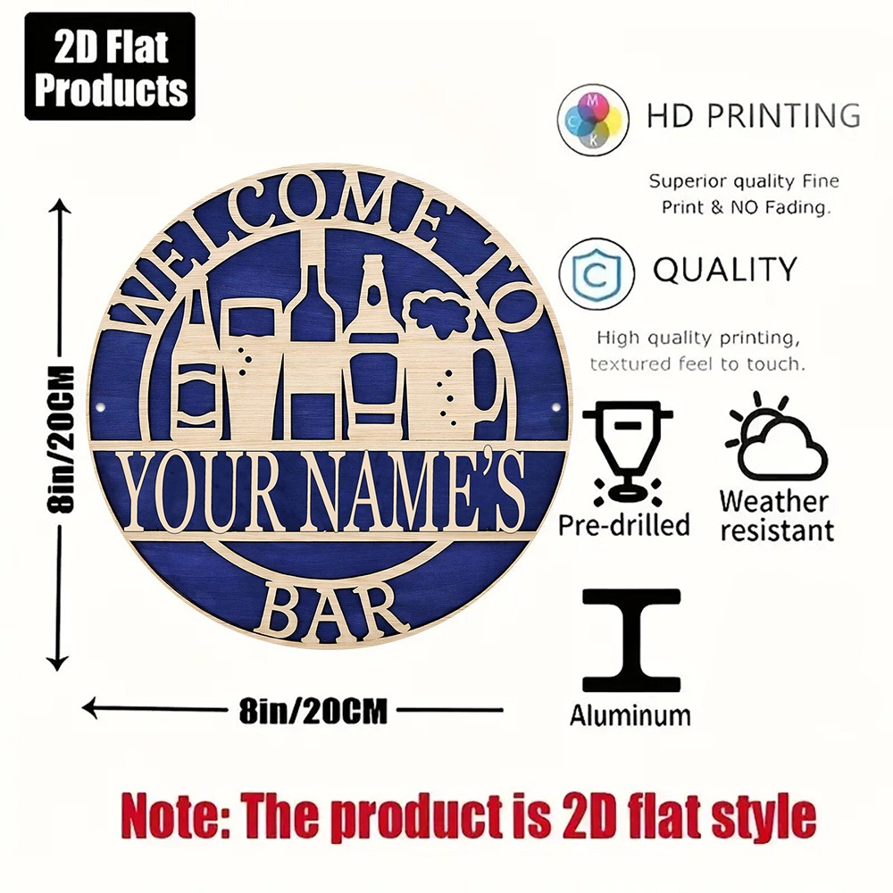 [2D Flat] 1pc Custom Name Holl - đánh giá và giá Wine Beer Name