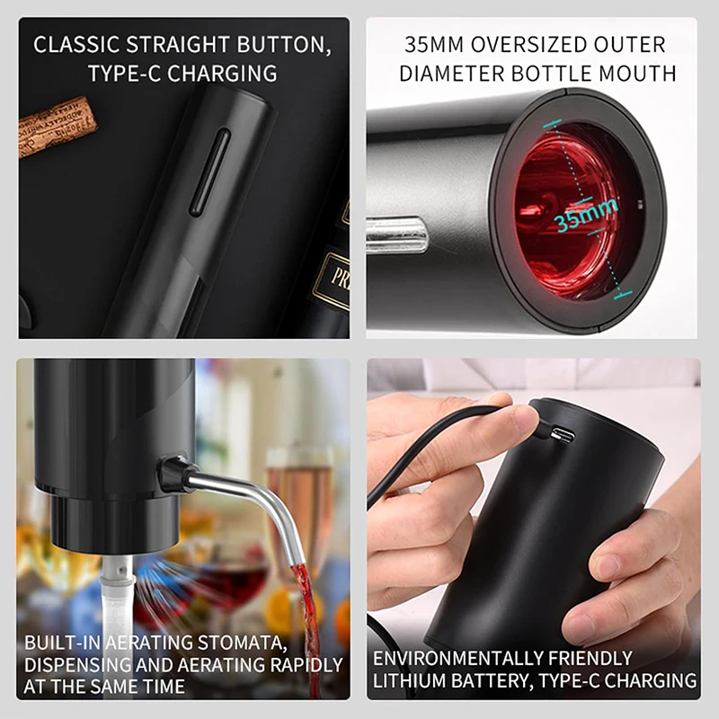 USB Rechargeable 4-in-1 Electr - đánh giá và giá Decanter Aerator Set